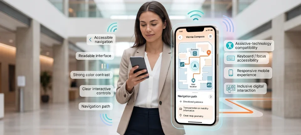 WCAG compliance with accessible digital wayfinding and campus navigation