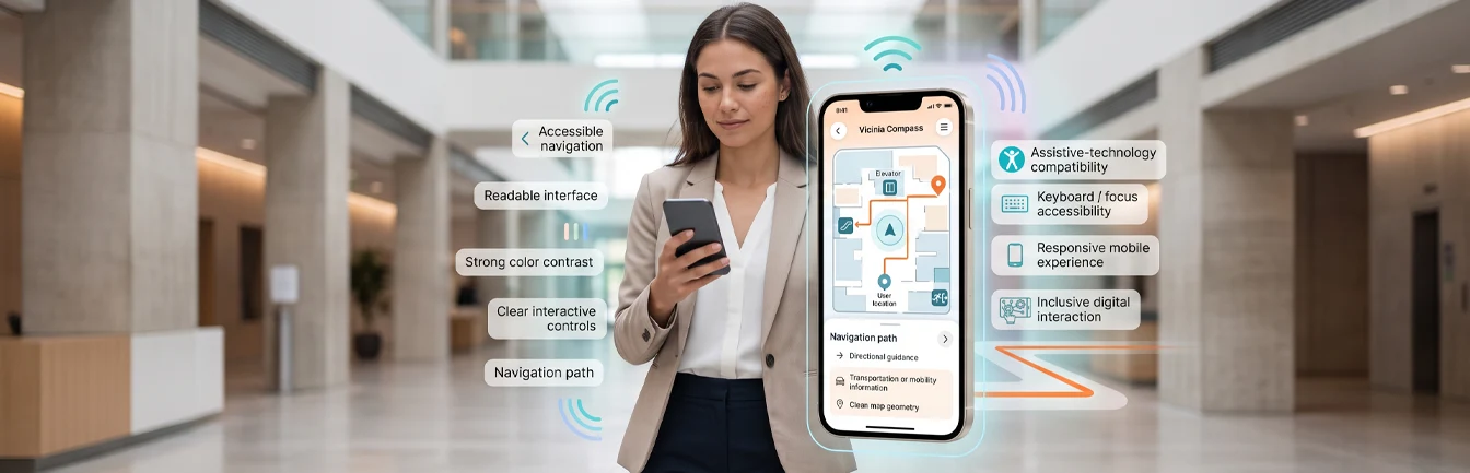 WCAG compliance with accessible digital wayfinding and campus navigation