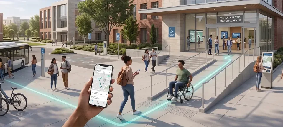 Accessible wayfinding connecting digital, mobility, and physical accessibility