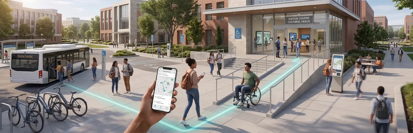 Accessible wayfinding connecting digital, mobility, and physical accessibility