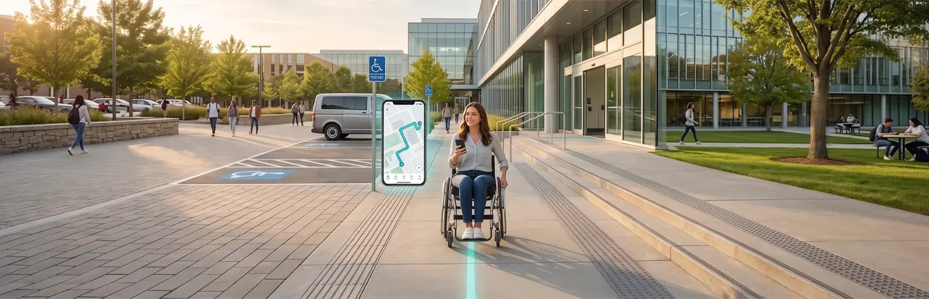 WCAG compliance with accessible digital wayfinding and campus navigation